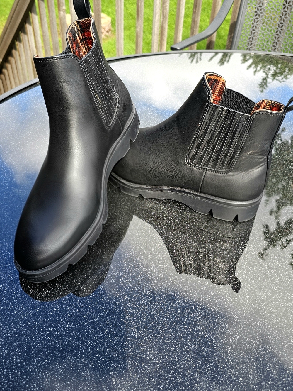 b.o.c. Black Chelsea Ankle Boots with Printed Pull Tabs
